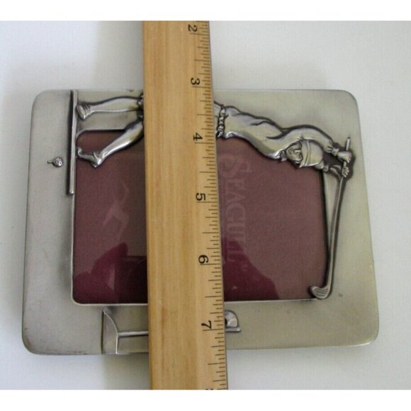 Vintage Seagull Canada Pewter Woman Golfer Scene Picture Frame - 1990 - 3.5 x 5 - Picture 14 of 15
